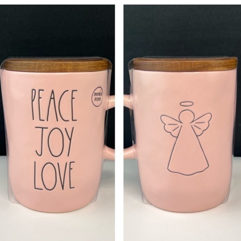 Rae Dunn - ‘Peace Joy Love’ ceramic mug & lid. NWT